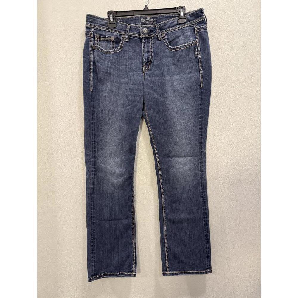 Y2K Silver Brand Lola Straight Low Rise Bootcut Denim Jeans, Size 14